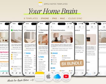 Home Management Bundle — Apple Notes Template, Household Planner, Cleaning Schedule, Maintenance iPhone, iPad & Mac