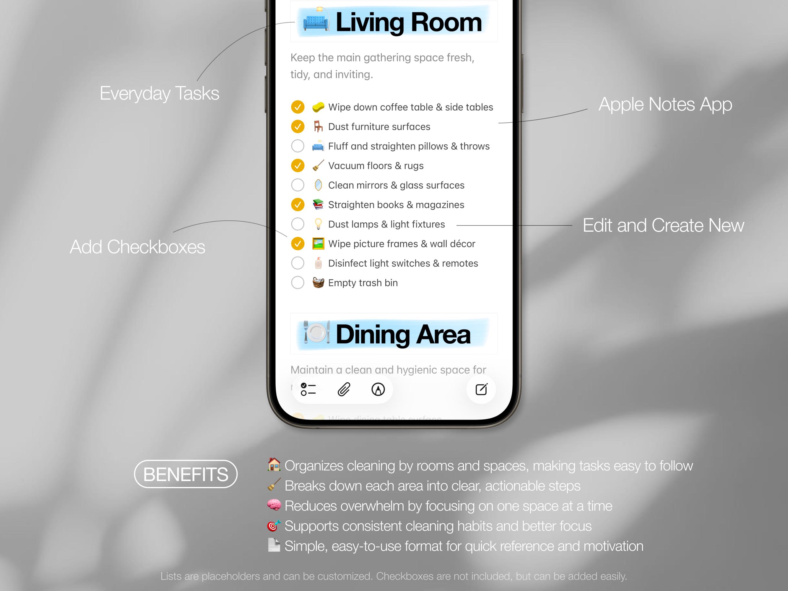 Apple Notes Cleaning Schedule Checklist Template for Iphone, Ipad, Mac ...