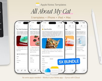 Cat Health & Care Journal Tracker – Apple Notes Template Bundle (iPhone, iPad, Mac)