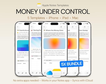 Money Apple Notes Templates | Budget, Bills & Savings Organizer | iPhone iPad Mac Bundle