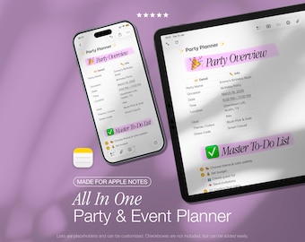 Plantilla para planificar fiestas: lista de verificación de Apple Notes para la planificación de eventos de cumpleaños en iPhone, iPad y Mac.