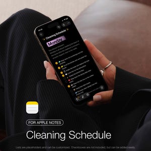 Apple Notes Cleaning Schedule Template for iPhone, iPad, Mac, Home Checklist