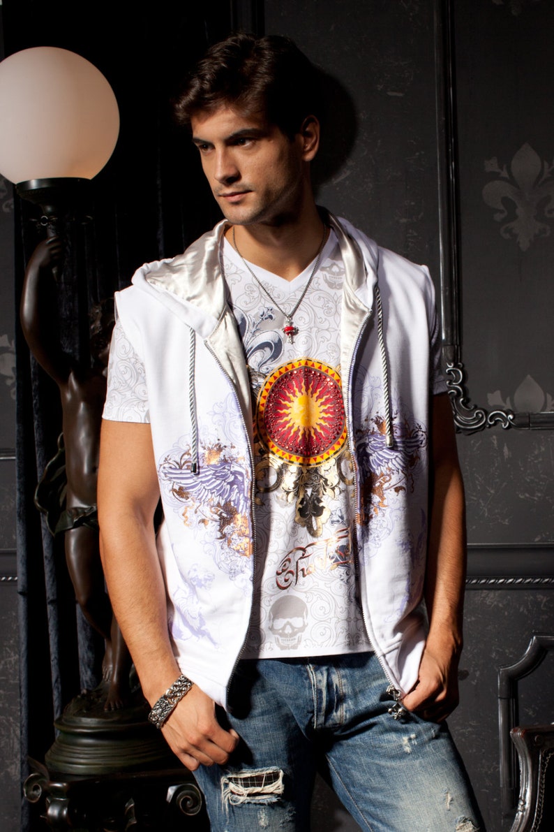 Free Shipping Sleeveless Men Hoodie Guns&wings Glam Rock Rebel Etsy