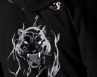Men Hoodie Black Panther Glam Rock Clothing Sport Chic Satin