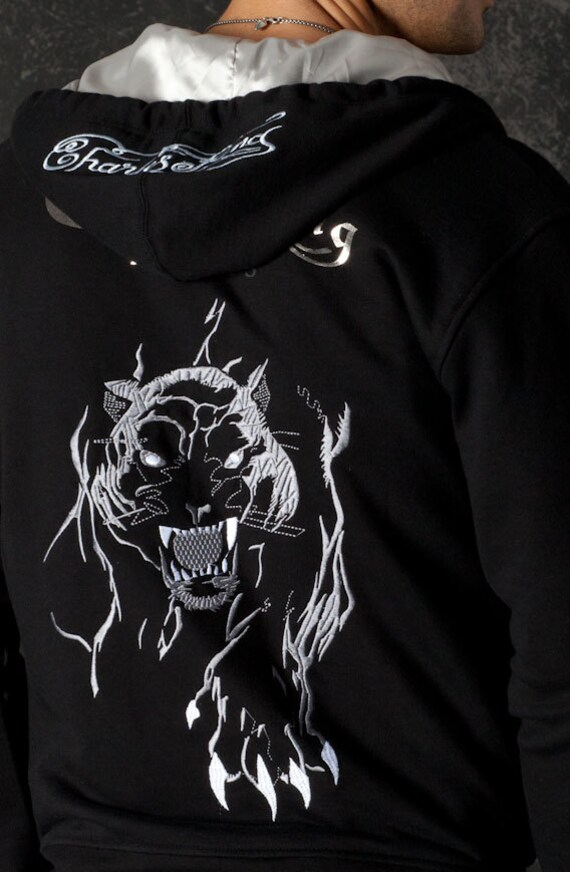 Men Hoodie Black Panther Glam Rock Clothing Sport Chic Satin