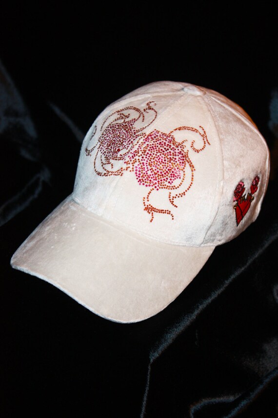 Baseball Cap Women Sparkle Hat Roses Crystal Glam Rock  display picture 3