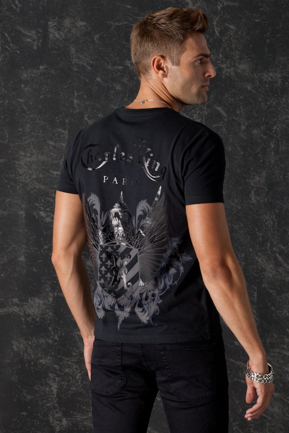 Fleur De Lys Rock N Roll Black Men V Neck Shirt Royal Glam - Etsy Canada