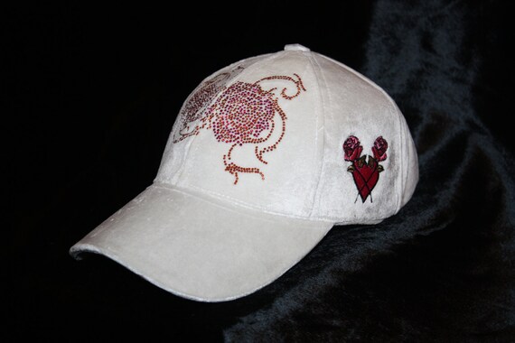 Baseball Cap Women Sparkle Hat Roses Crystal Glam Rock  display picture 1