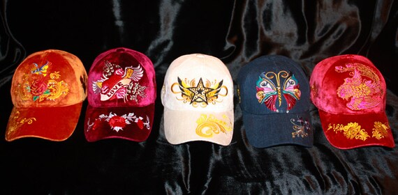 Orange Silk Velvet Women Baseball Cap Stars&wings Glam Rock  display picture 1