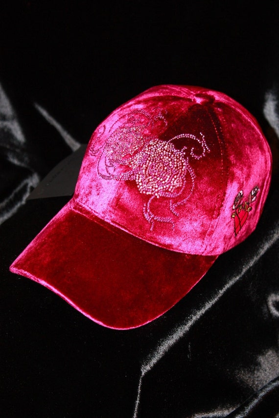 PINK VS ROSES EMBROIDERY BLING BASEBALL CAP Baseball Cap Women Sparkle Hat Roses Crystal Glam Rock  main image 2