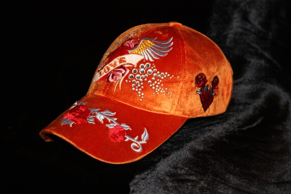 Silk Velvet Women Hat Fashion Baseball Cap Love Heart Orange  display picture 3