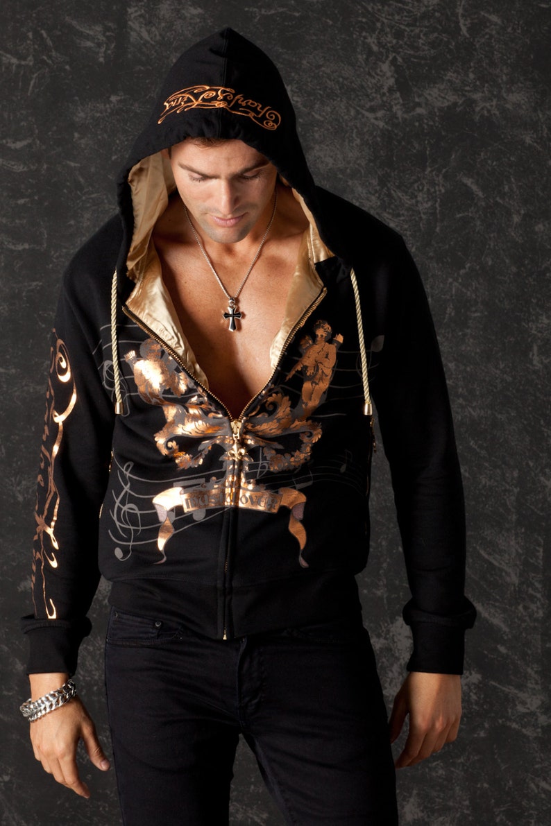 Music Lover Men Hoodie Glam Rock Clothing Long Sleeve Urban Wear Jacket