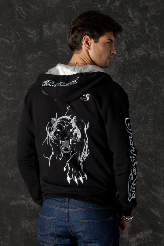 Men Hoodie Black Panther Glam Rock Clothing Sport Chic Satin Cotton Fashion Men Urban Wear Etsy UK