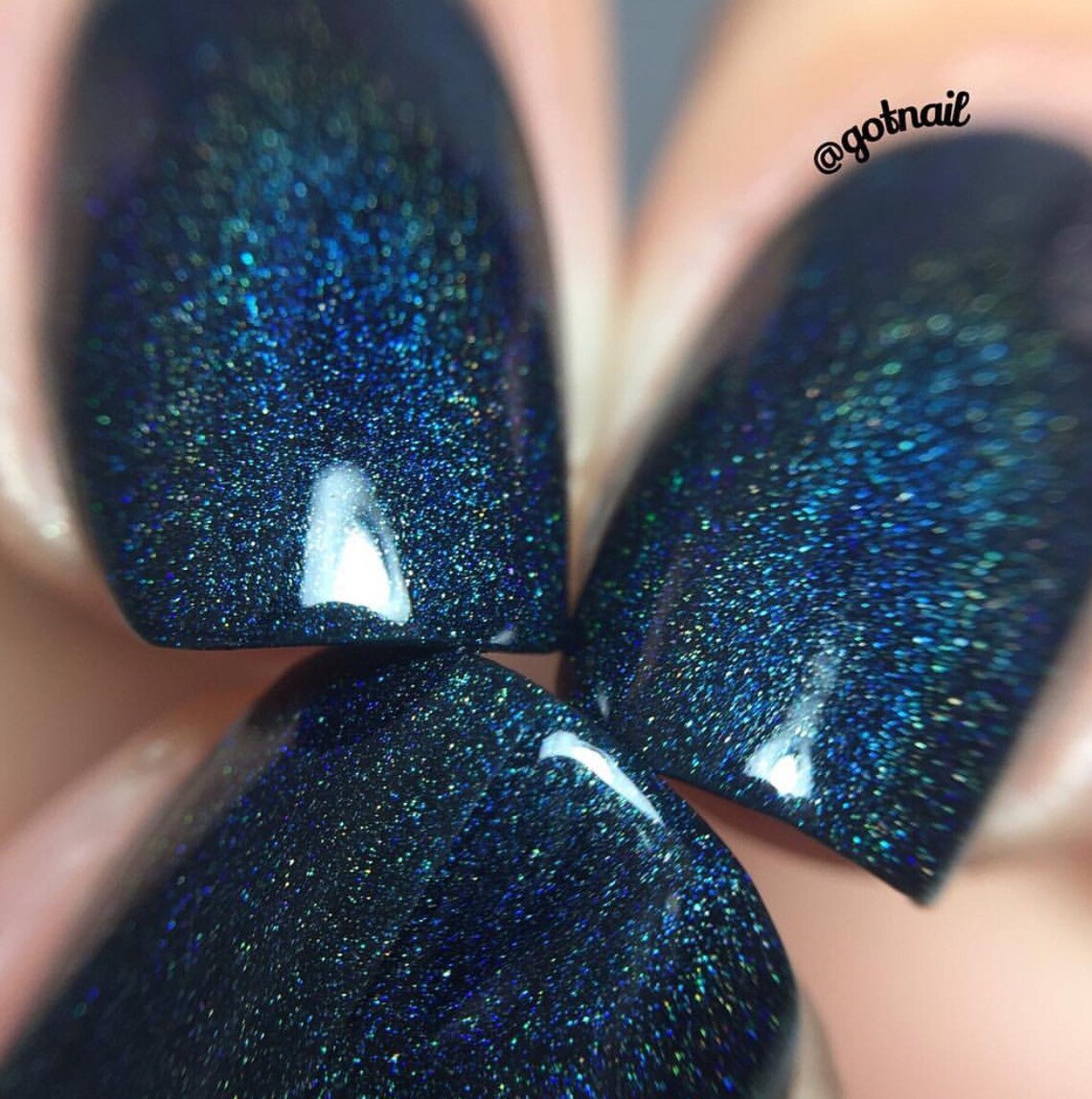 BLUE on BLACK Holographic Nail Polish Etsy