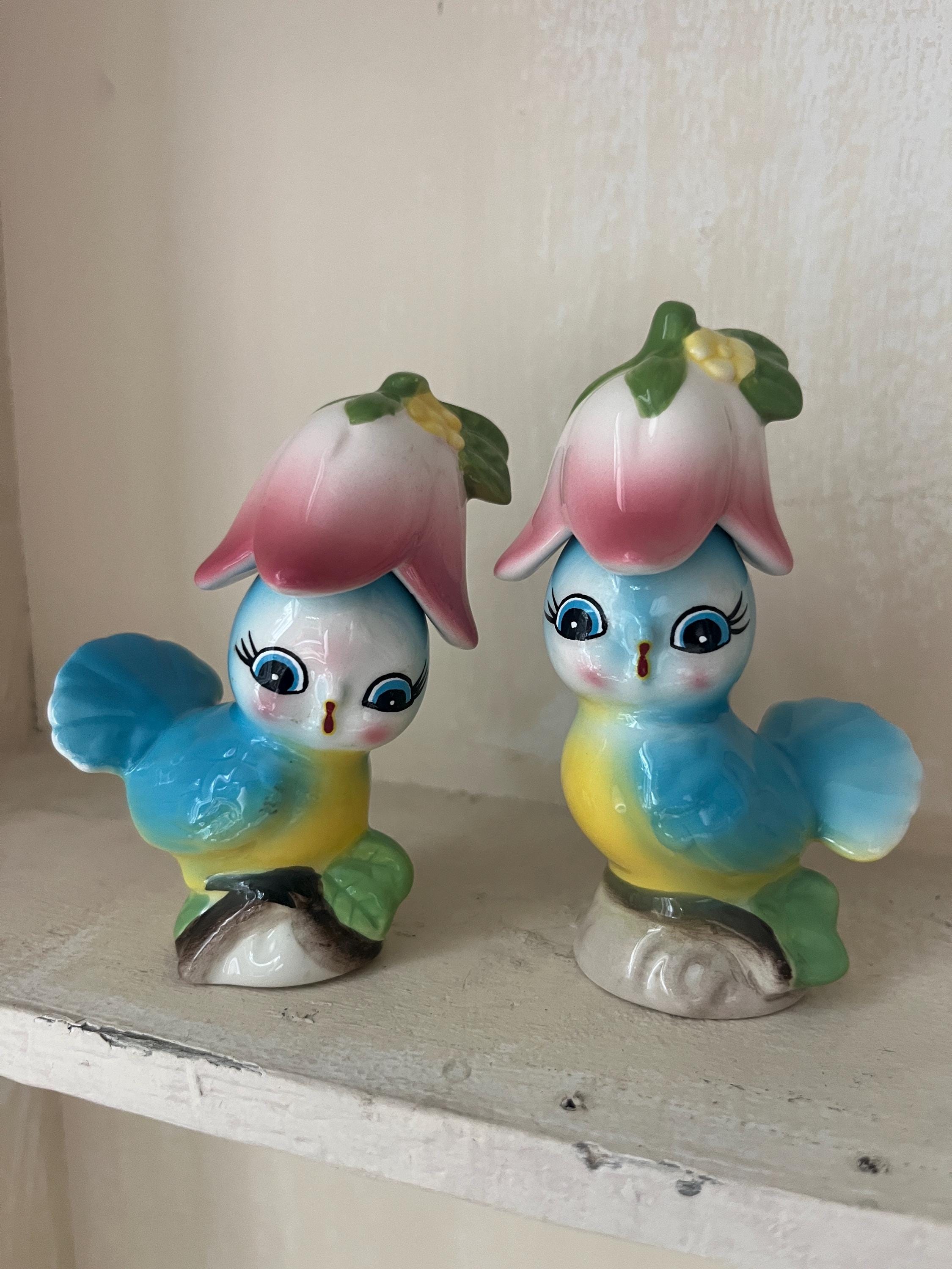 美品！ レフトン ブルーバード ソルト&ペッパー Vintage 50s Lefton Bluebird Figurines Blue Birds Porcelain