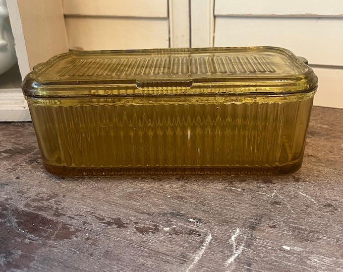 Federal Amber Glass Rectangular Refrigerator Dish and Lid - Etsy