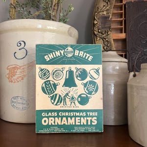 Shiny Brite Ornament Box and ornaments