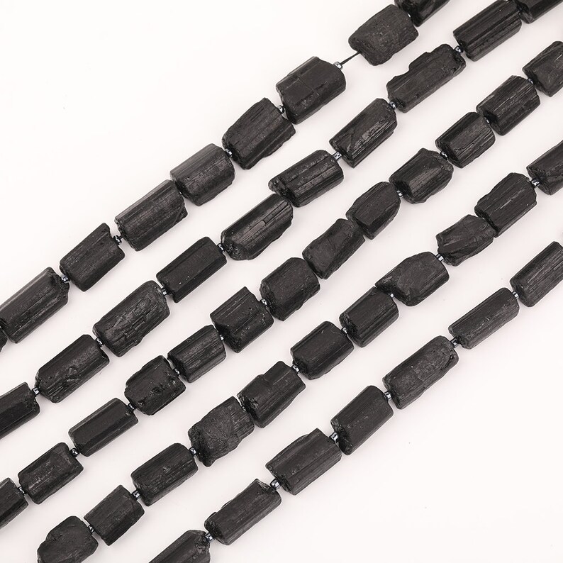 Black Tourmaline Tube Loose Beads Charms for Jewelry Etsy