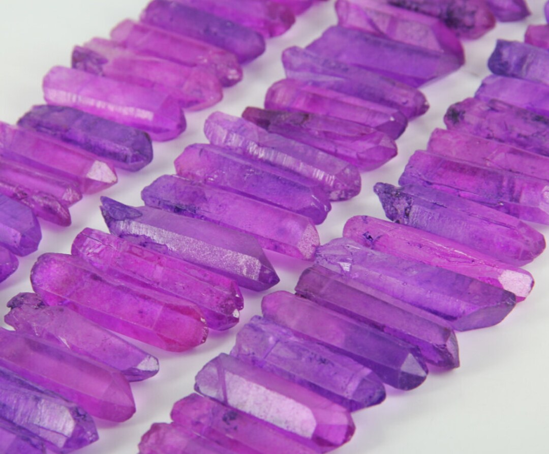 Large Rough Red Violet Quartz Graduated Stick Points Etsy