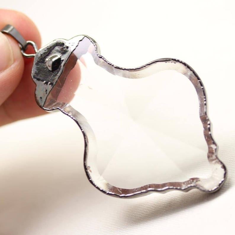 5pcs 40x62mm Bezel Glass Flower Vase Shaped Fashion Pendants,Faceted Clear Glass Plated Black Gunmetal Edged Glass Pendentifs Craft Necklace
