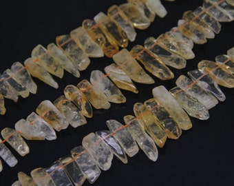Full Strand Natural Citrine Quartz Slice Beads,Graduated Gemstones Pendants Bulk,Raw Crystals Top Drilled Stick Points Jewelry Necklaces