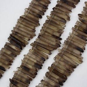 Natural Smoky Quartz Top Drilled Stick Point Pendants strand,High Quality Rough Quartz Crystal Spike Beads Briolette Charms for Necklace