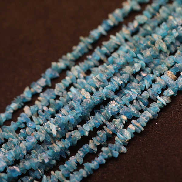 AAA Quality Rough Blue Apatite Chip Beads Supplies strand,Raw Apatite Rock Gemstones Drilled Spacer Beads Crafts Bracelets DIY Necklace