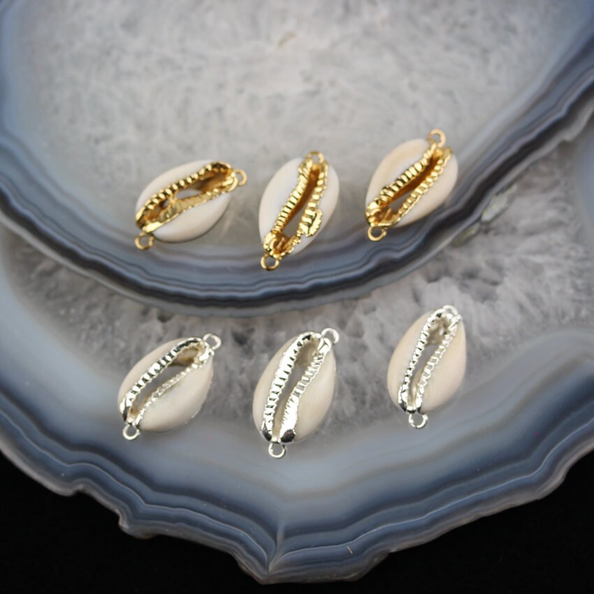Lot Electroplated Metal Beads Cut Sea Cowrie Shells Jewelry Braclet DIY Findings