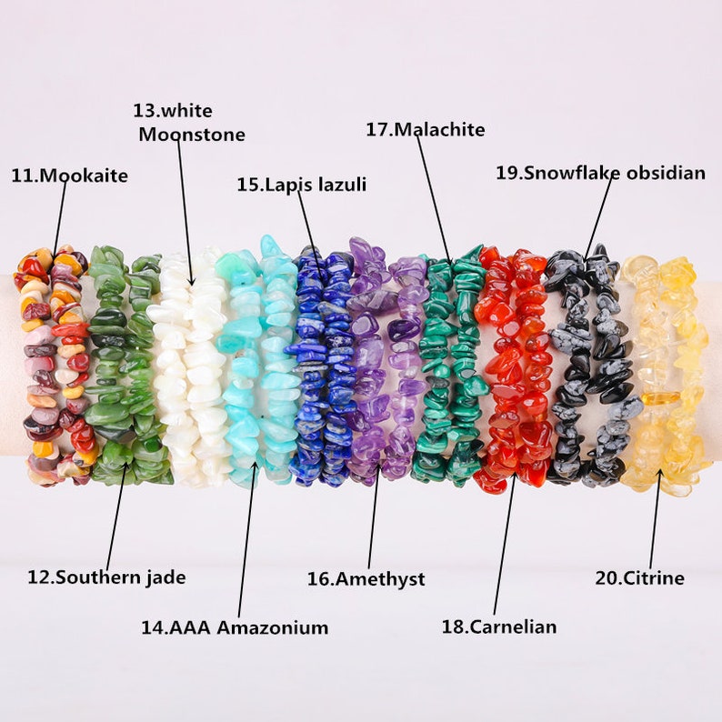 Natural Stone Stretchy Chip Bracelets,Bracelet For Women,Healing Crystals Chip Bracelet,For Gift Crystals Bracelets.Gemstone Bracelets image 4