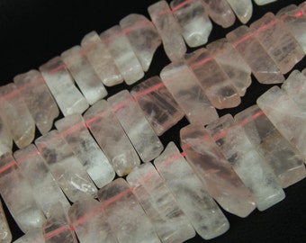 Full Strand Natural Rose Quartz Slice Beads,Graduated Gemstone Beads Pendants Bulk,Raw Crystals Top Drilled Sticks Points Necklaces Supplies