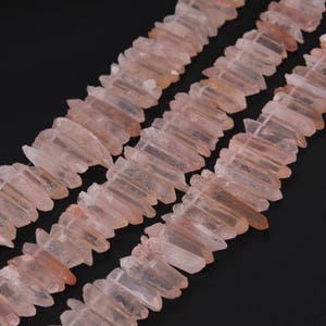 Rough Rose Quartz Top Drilled Stick Points Loose Beads Briolettes Pendants strand,Natural Quartz Raw Crystals Graduated Spike Craft Necklace