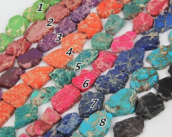 More color Full strand Sea Sediment Gems Drilled Slab Beads Pendants Supplies,Natural Stones Raw Jasper Slice Craft Necklace Wholesale Bulk