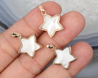 5-10pcs Star Shell Pendant for Jewelry Making,15mm White Shell Gold Stars Charms Beading Necklace,Shell Earrings Jewelry Crafts