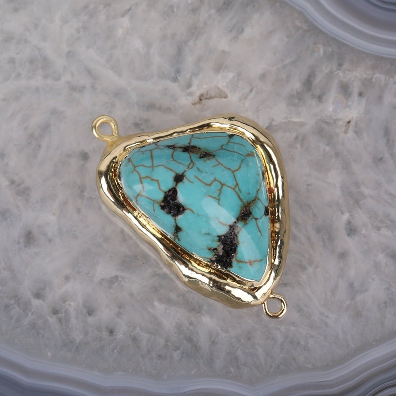 5pcs Wholesale Turquoise Slab Beads Connectors Making Bracelet Findings,Rock Turquoise Howlite Wire Silver Gold Copper Links Stones Charms