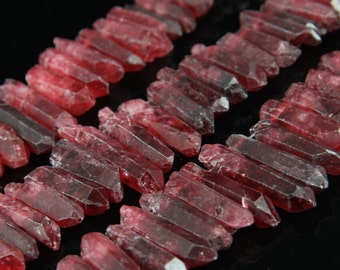 Large Natural Wine Red Quartz Graduated Stick Points Pendants strand,Rough Quartz Raw Crystals Gemstones Top Drilled Spikes Necklace Jewelry