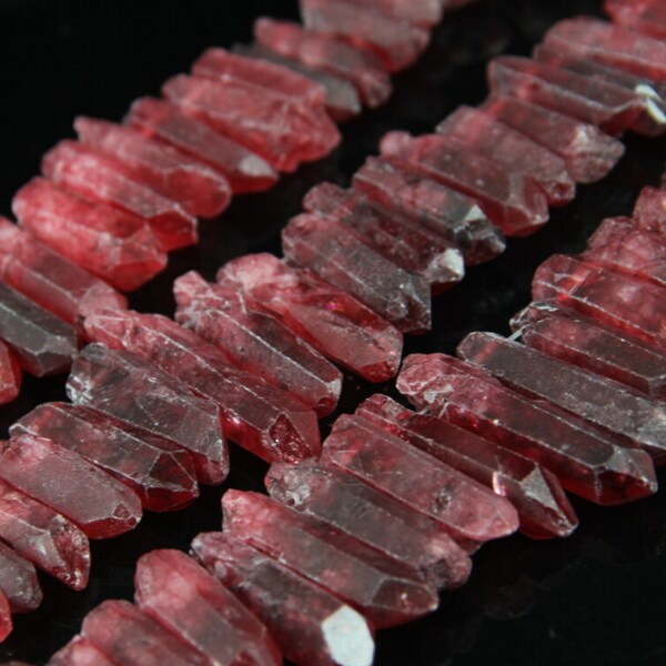 Large Natural Wine Red Quartz Graduated Stick Points Pendants strand,Rough Quartz Raw Crystals Gemstones Top Drilled Spikes Necklace Jewelry