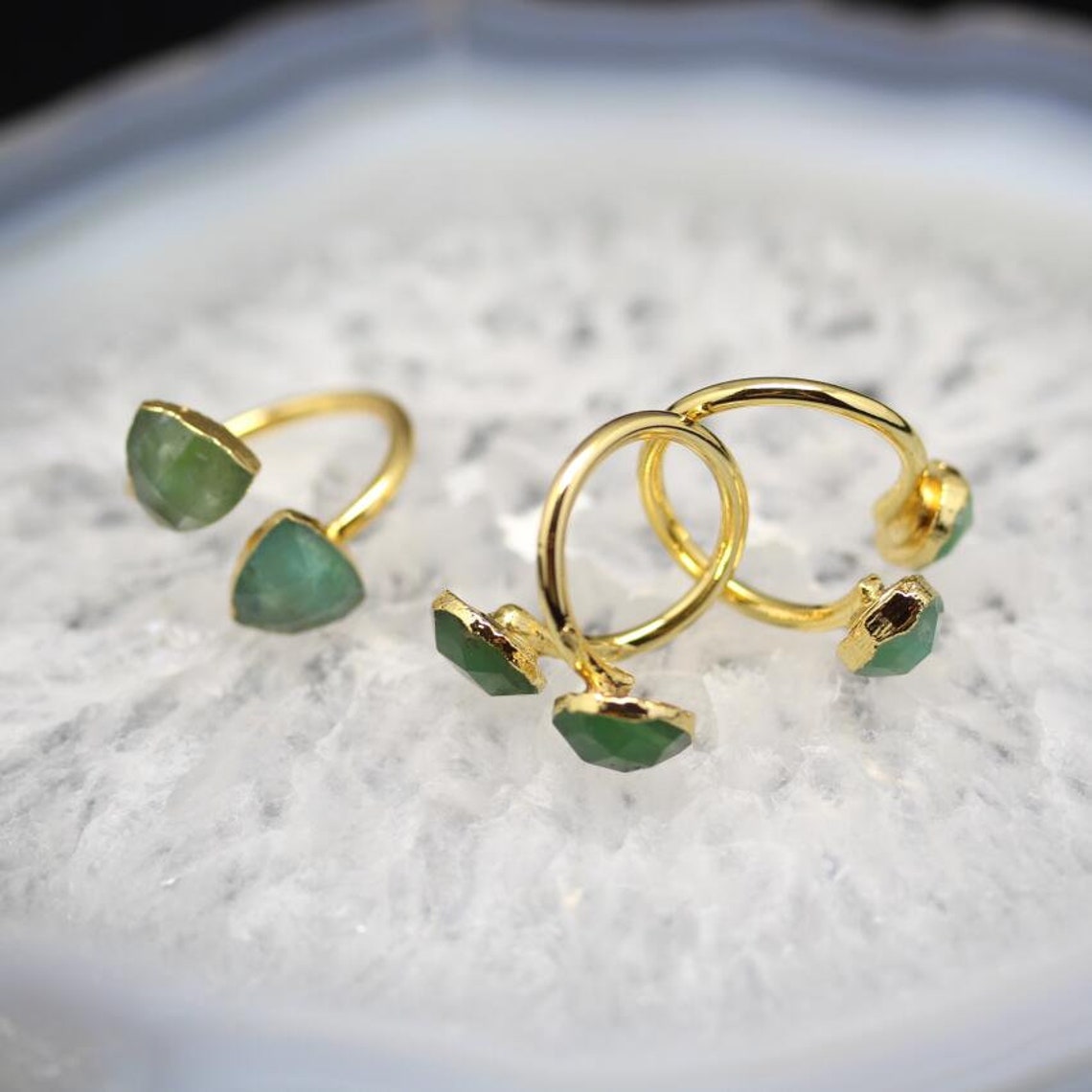 Green Agate Rings JewelryFaceted Agate Statement RingGold Etsy