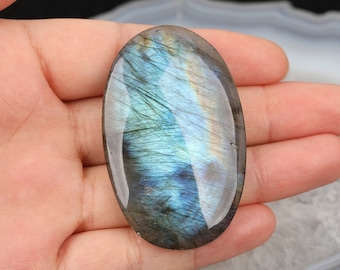 35x55mm Oval Blue Labradorite Cabochons Supplies,Natural Flash Labradorite Gemstones Bead Slice Charms for Jewelry making