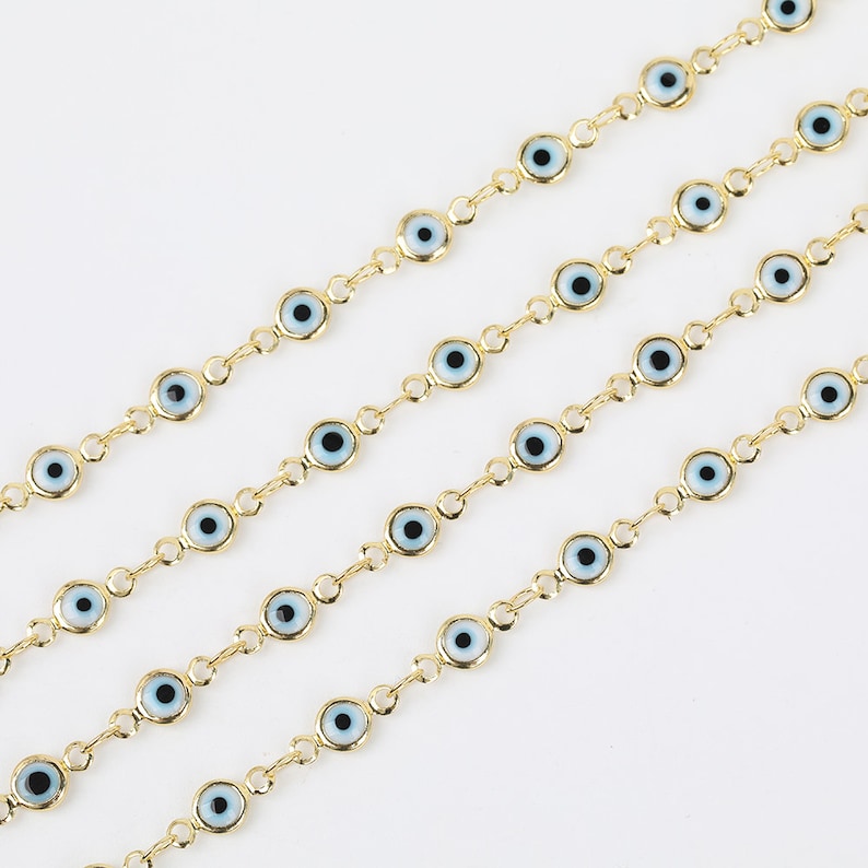 10feet 5mm Small Enamel Evil Eye Chains Findingsplated Gold Etsy