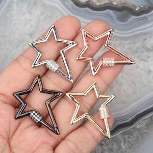 3-10pcs 30x35mm Star Clasps Charms for Jewelry Making,Stars Connector Lock Findings,Paved Zircon Bead CZ Clasps Crafts Bracelet/Necklace