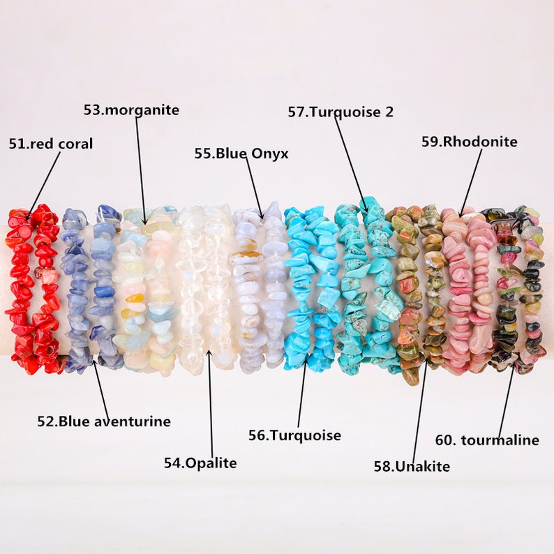 Natural Stone Stretchy Chip Bracelets,Bracelet For Women,Healing Crystals Chip Bracelet,For Gift Crystals Bracelets.Gemstone Bracelets image 8