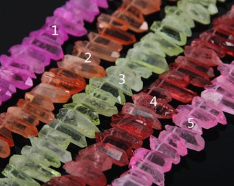 Natural Stones Top Drilled Stick Points Pendants Bulk strand,Raw Crystals Rough Quartz Gems Spike Beads Nuggets Necklace Supplies,more color