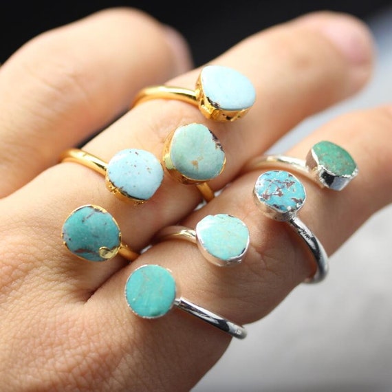 3 5pcs Sale Turquoise Rings Fine Jewelry blue Turquoise Howlite