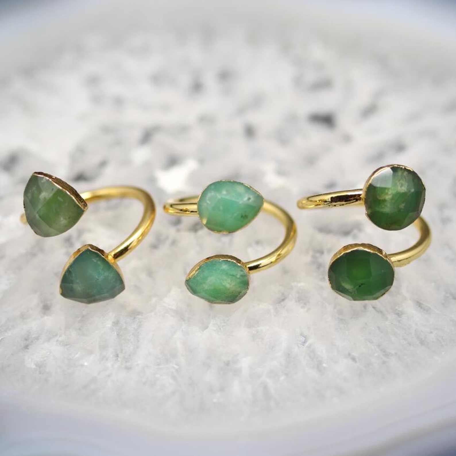 Green Agate Rings JewelryFaceted Agate Statement RingGold Etsy