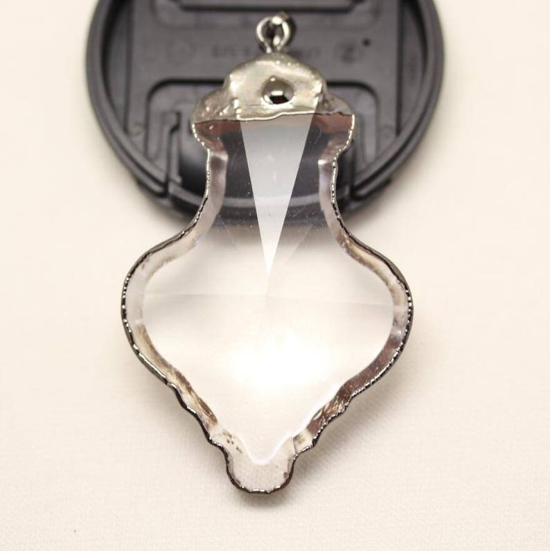 5pcs 40x62mm Bezel Glass Flower Vase Shaped Fashion Pendants,Faceted Clear Glass Plated Black Gunmetal Edged Glass Pendentifs Craft Necklace