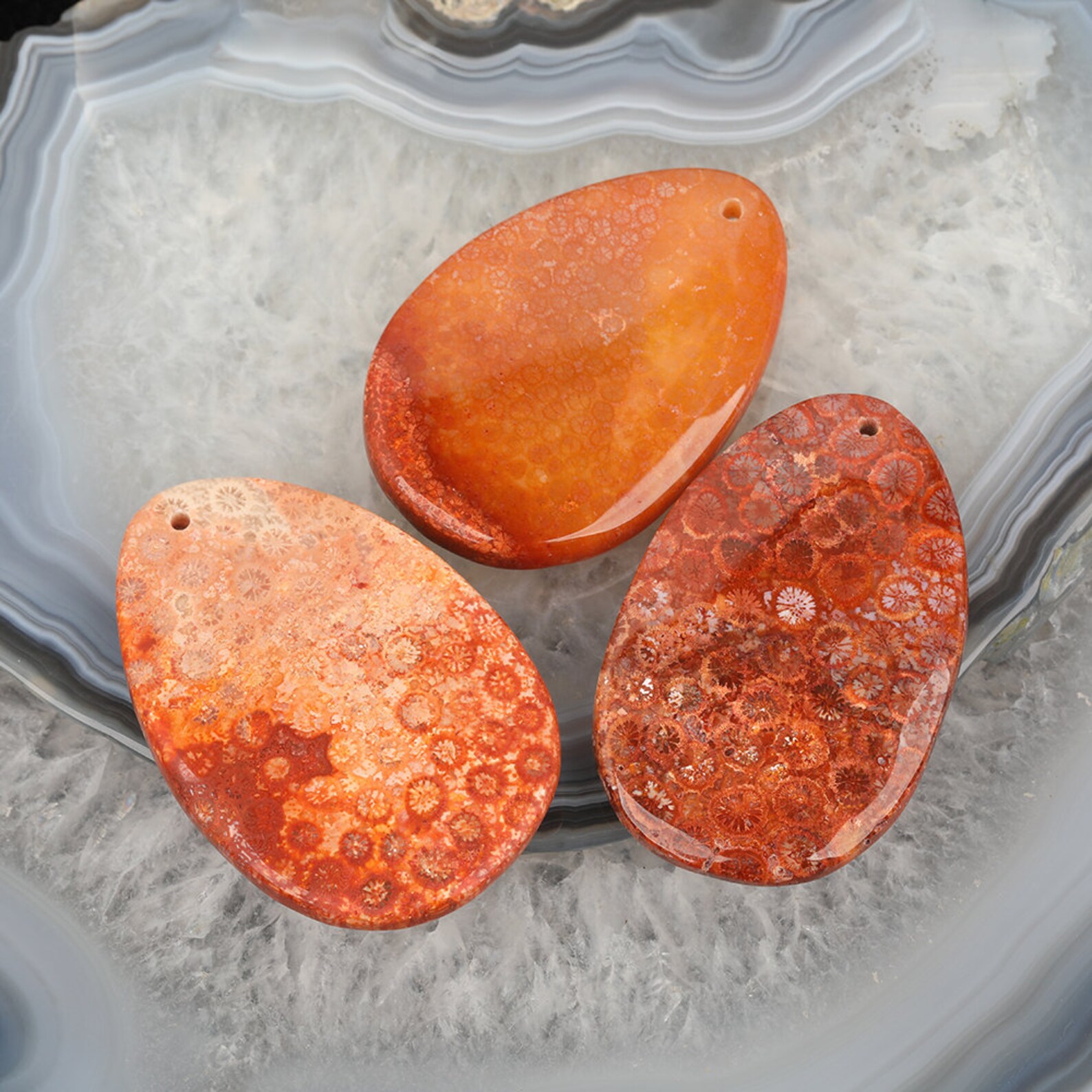 310pcs Orange Chrysanthemum Jasper Smooth Slab Slice Charms Etsy España