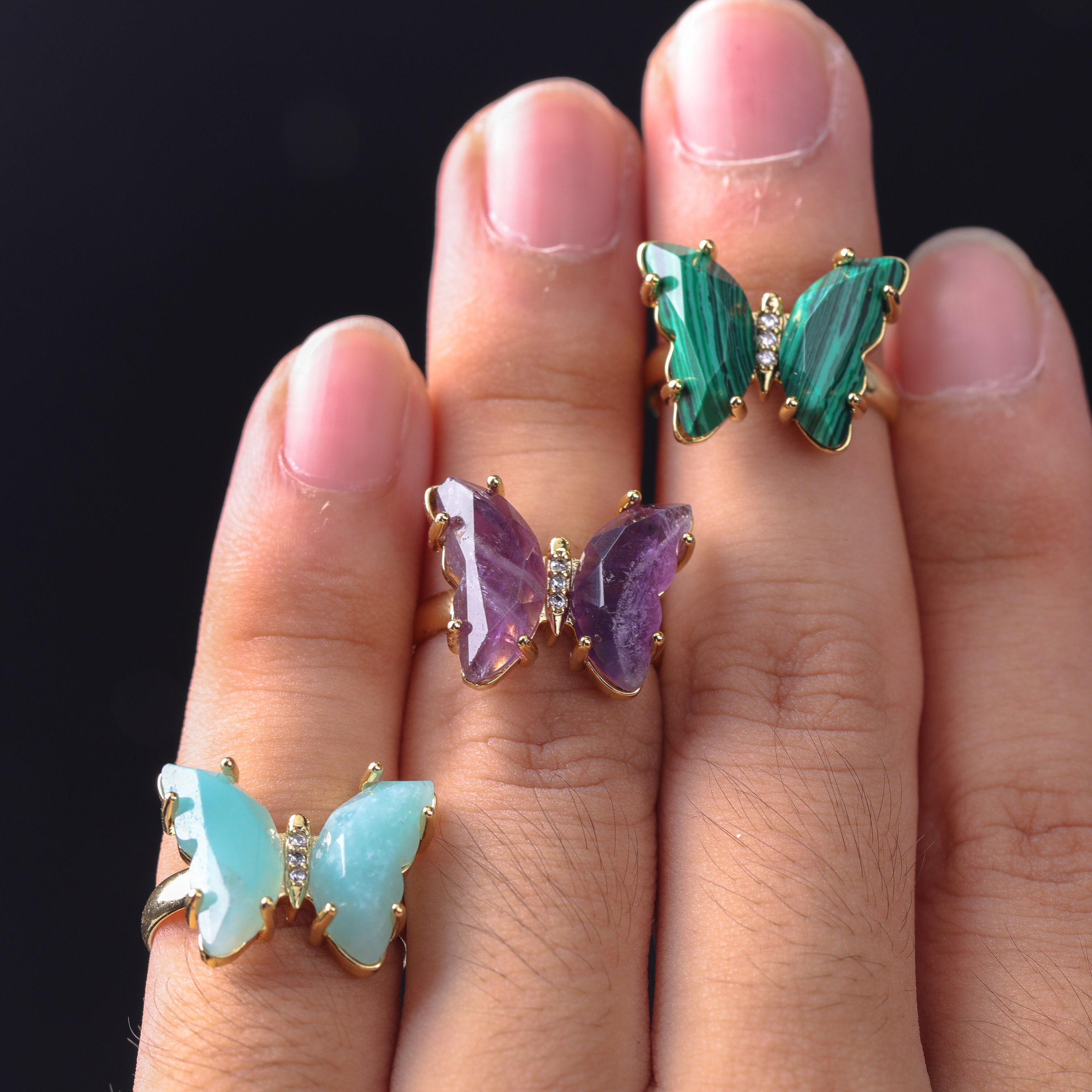 Glass 2024 butterfly rings