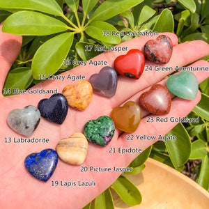 31 Choice 20mm Mini Heart Crystal,Small Puffy Heart Gemstone,Quartz Crystal Heart Beads,Crystal Gift,Healing Stone,Pocket Stone image 3