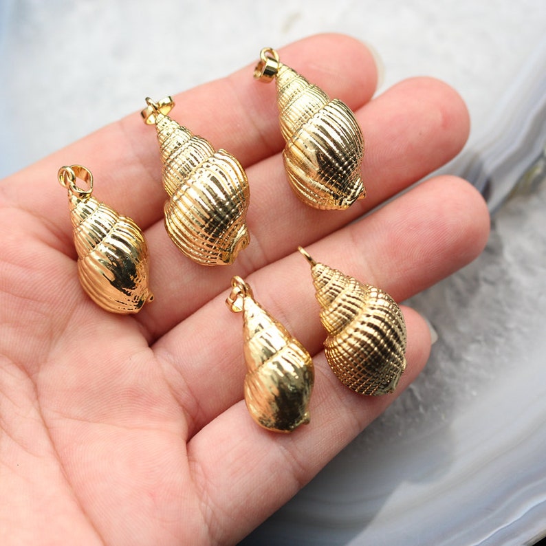 10pcs/lot Gold Snails Shells Pendants Trendy JewelryCowry Etsy