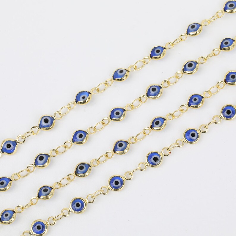 10feet 5mm Small Enamel Evil Eye Chains Findingsplated Gold Etsy